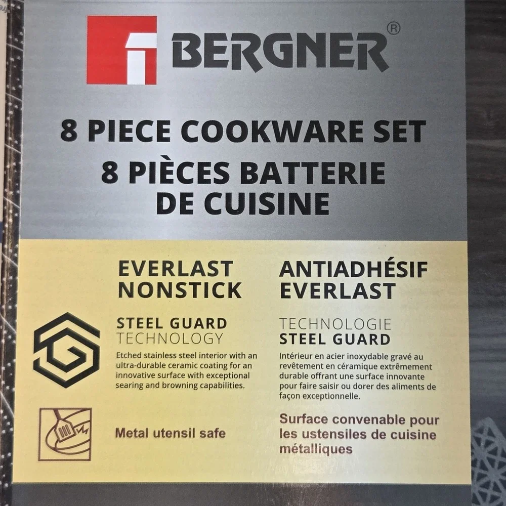Bergner 3Ply Stainless Steel Ceramic Cookware Set 4 Pot/Pans 2 Lids 2 Protectors